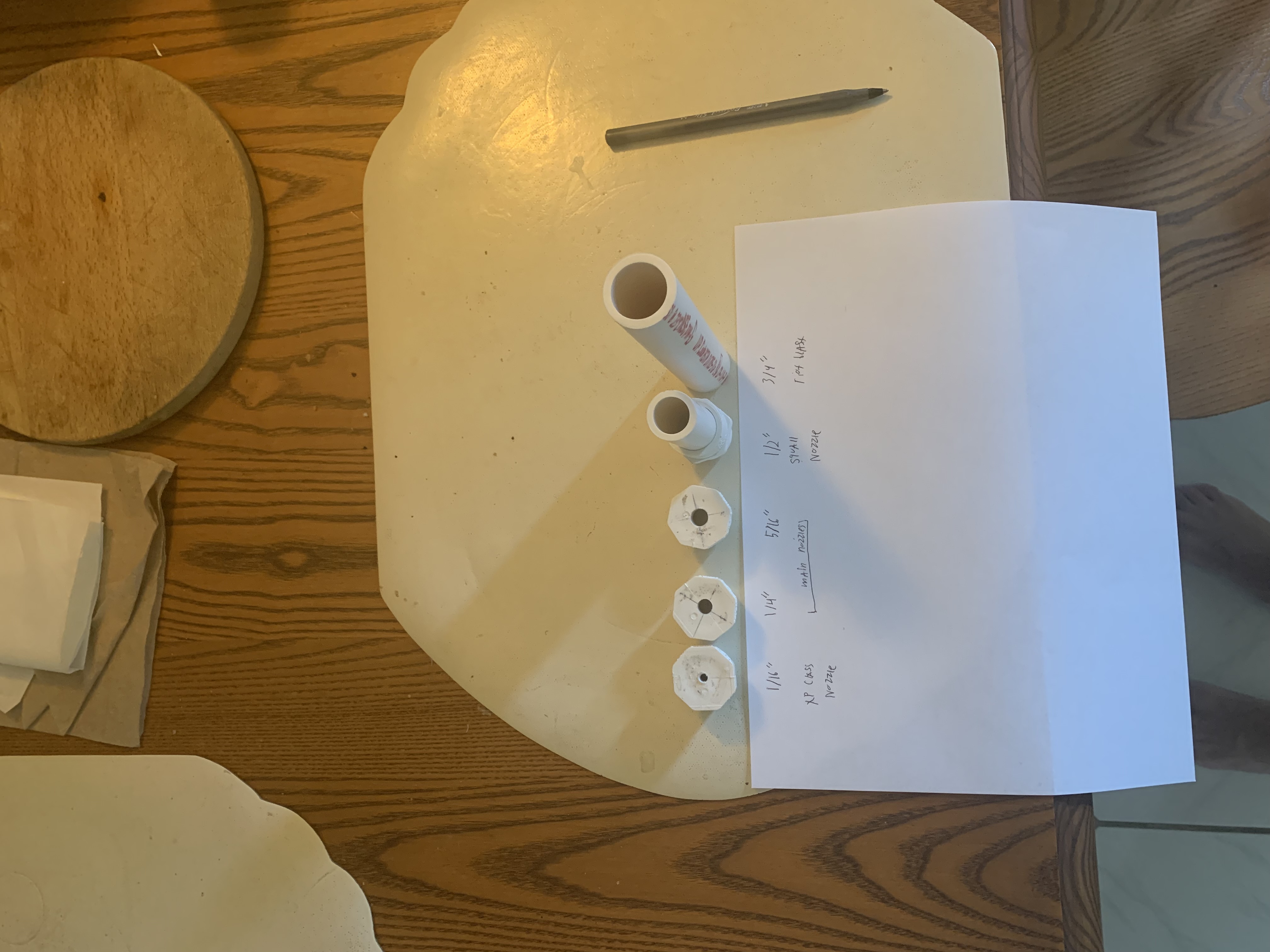 From left to right<br />1. 1/16” nozzle- gets great range and shot time with the drawback of less output <br />2. 1/4” nozzle- great output and range with average shot time, an overall great nozzle<br />3. 5/16” nozzle- impressive output and slightly less shot time with the same range<br />4. 1/2” squall nozzle- honestly a very fun nozzle to use it has the power of riot blast with better range than one might expect, overall impressive nozzle for just being press fit together  (and it smokes compressed air which is kinda scary)<br />5. 3/4” riot blast- no need for an introduction lives up to the power of all riot blasts draining water in an instant, soaking everything in its path, great if up close